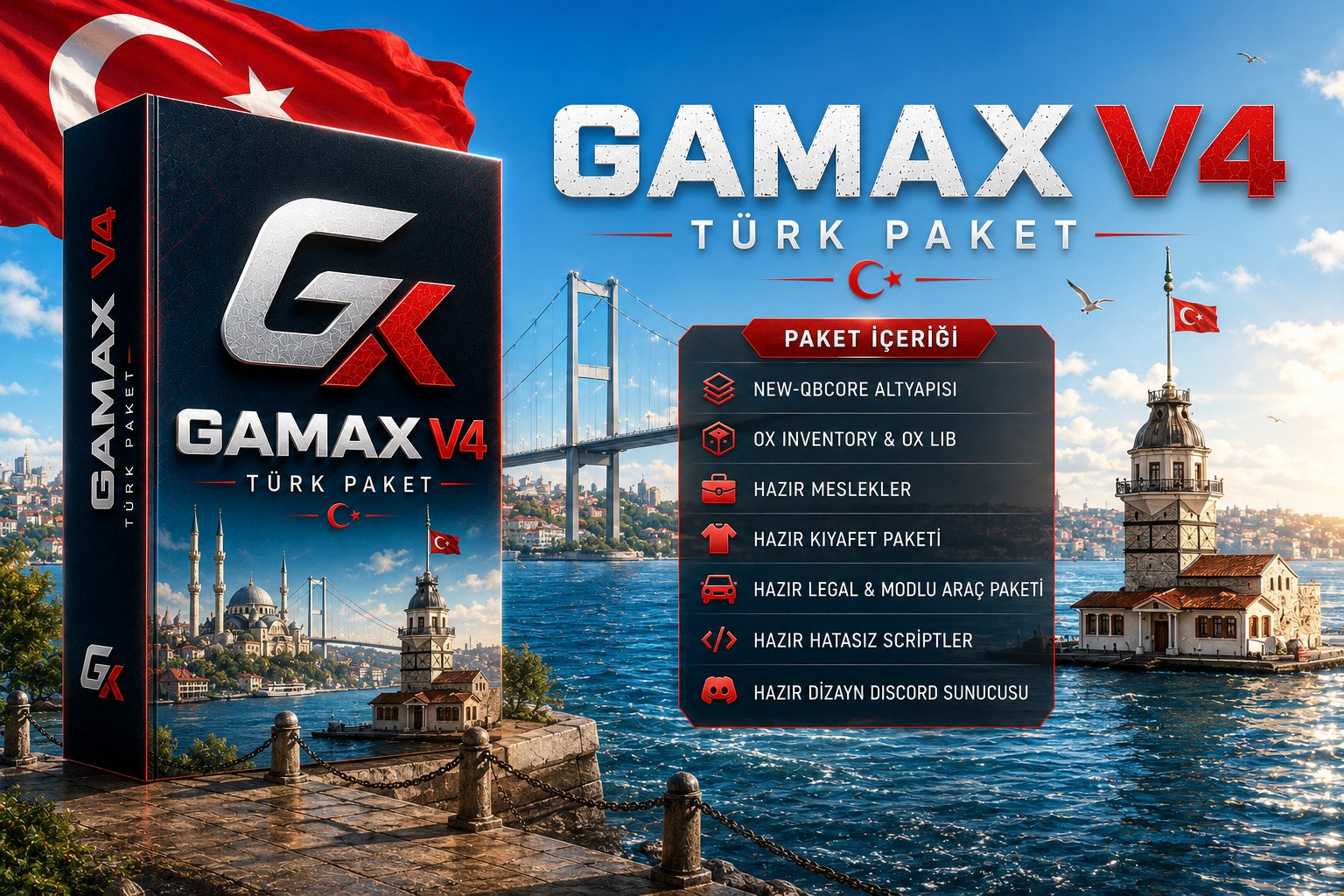 GamaX V4 Türk Paket kutu görseli, İstanbul temalı
